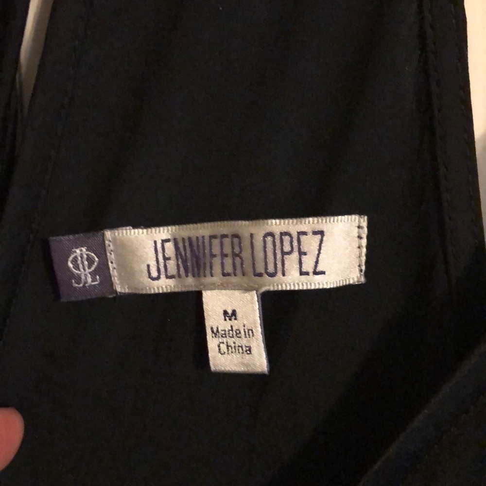 Jennifer Lopez black surplice blouson wide leg jumpsuit - Picture 2 of 4